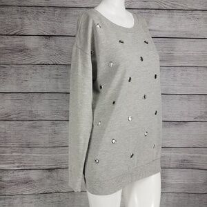 NWT Ultra Flirt Pullover Sweater Sweatshirt Grommets Embellished Gray Women S